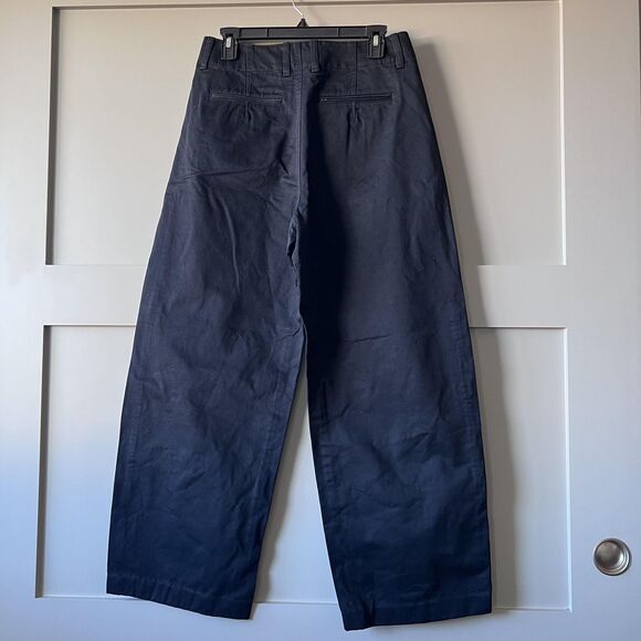 Uniqlo U Pants Women 8 Black Cotton Wide Leg High Rise Chino Casual Wear Classic - Picture 2 of 16